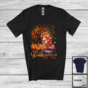 MacnyStore - Happy Thanksgiving; Adorable Thanksgiving Fall Tree Lunch Lady; Dabbing Unicorn Family Group T-Shirt