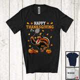 MacnyStore - Happy Thanksgiving; Awesome Thanksgiving Autumn Fall Leaves Turkey; Badminton Player T-Shirt