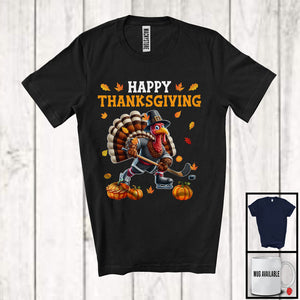 MacnyStore - Happy Thanksgiving; Awesome Thanksgiving Autumn Fall Leaves Turkey; Hockey Player T-Shirt