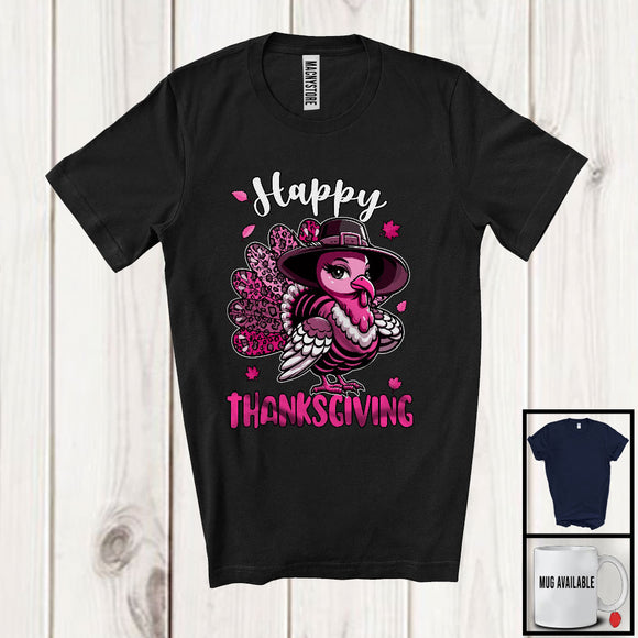 MacnyStore - Happy Thanksgiving; Humorous Thanksgiving Pink Turkey Hunting; Women Family Group T-Shirt