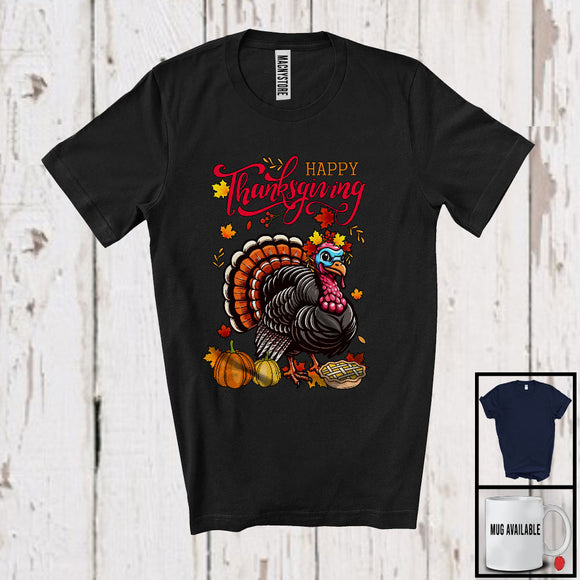 MacnyStore - Happy Thanksgiving; Humorous Turkey Pumpkin Pie Fall Leaves Around; Family Group T-Shirt