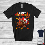 MacnyStore - Happy Thanksgiving; Lovely Thanksgiving Fall Leaves Canadian Turkey; Canada Flag Proud T-Shirt