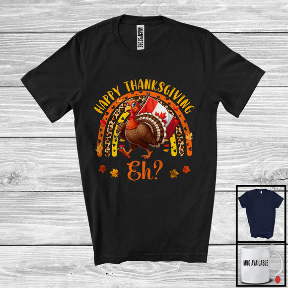 MacnyStore - Happy Thanksgiving; Lovely Thanksgiving Leopard Rainbow Canadian Turkey; Canada Flag Proud T-Shirt