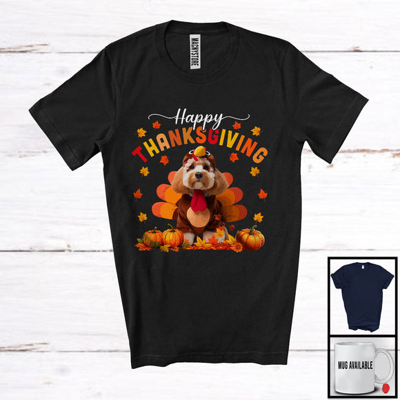 MacnyStore - Happy Thanksgiving; Lovely Turkey Cosplay Cockapoo Owner Lover; Autumn Fall Leaves T-Shirt