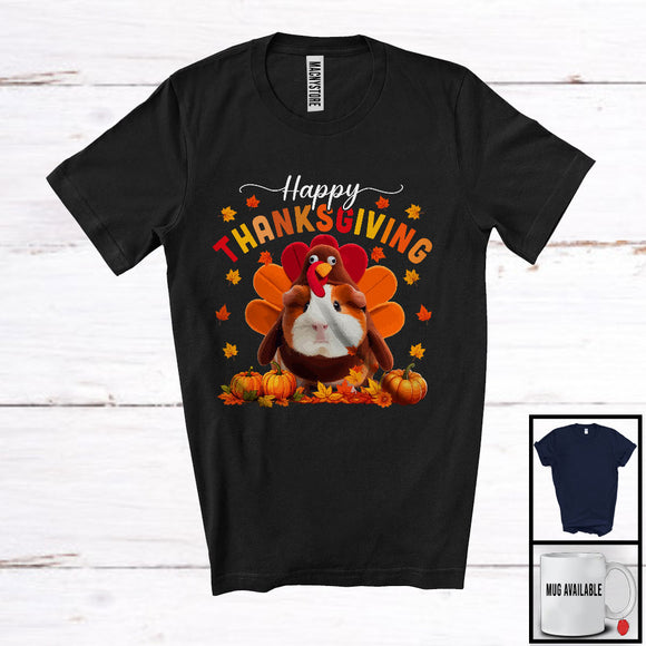 MacnyStore - Happy Thanksgiving; Lovely Turkey Cosplay Guinea Pig Owner Lover; Autumn Fall Leaves T-Shirt