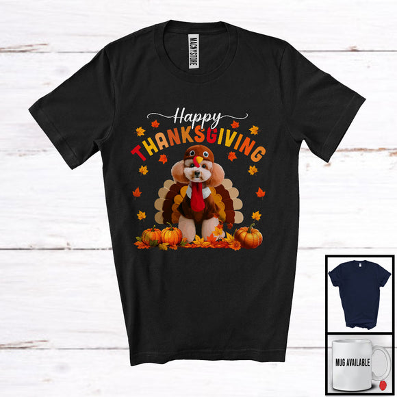 MacnyStore - Happy Thanksgiving; Lovely Turkey Cosplay Poodle Owner Lover; Autumn Fall Leaves T-Shirt