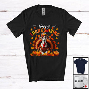 MacnyStore - Happy Thanksgiving; Lovely Turkey Cosplay Whippet Owner Lover; Autumn Fall Leaves T-Shirt