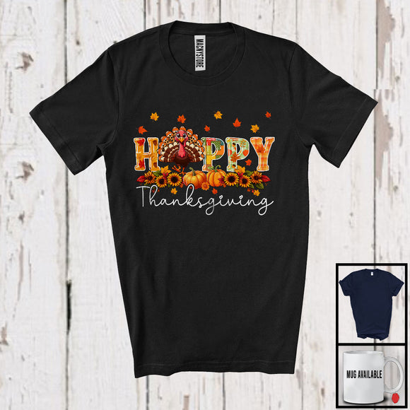 MacnyStore - Happy Thanksgiving; Lovely Turkey Sunflower Fall Leaves Pumpkins; Women Family Group T-Shirt