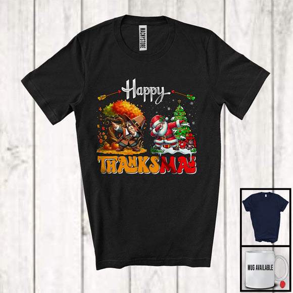 MacnyStore - Happy Thanksmas; Awesome Thanksgiving Christmas Pilgrim Santa Dabbing; Fall X mas Tree T-Shirt