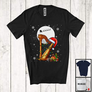 MacnyStore - Harp Santa; Amusing Christmas Lights Snowing Santa Harp Player; Musical Instruments T-Shirt