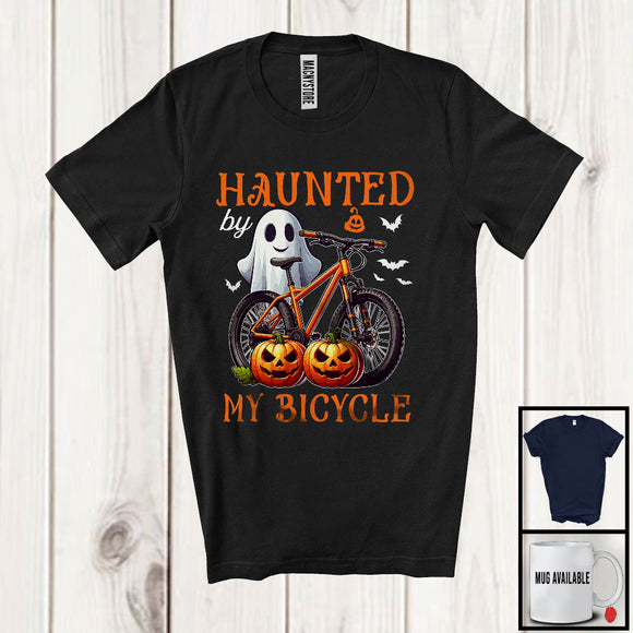 MacnyStore - Haunted By My Bicycle; Humorous Halloween Ghost Boo Bicycle Rider; Biker Family Group T-Shirt