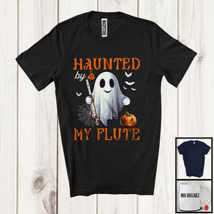 MacnyStore - Haunted By My Flute; Humorous Halloween Ghost Boo Flutist; Musical Instruments T-Shirt