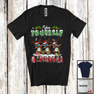 MacnyStore - Have Yourself A Christmas, Cheerful X-mas Lights Dabbing Reindeer Snowing Around, Family Group T-Shirt