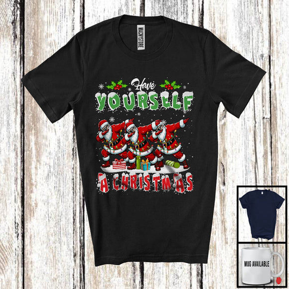 MacnyStore - Have Yourself A Christmas, Cheerful X-mas Lights Dabbing Santa Snowing Around, Family Group T-Shirt