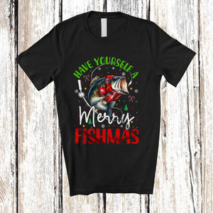 MacnyStore - Have Yourself A Merry Fishmas; Wonderful Christmas Bass Fish; Fishing X-mas Family T-Shirt