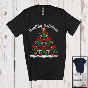 MacnyStore - Healthy Holidays; Awesome Christmas Tree Caduceus Medical Symbol; Nursing Nurse Group T-Shirt