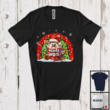 MacnyStore - Hedge Nog; Lovely Christmas Santa Hedgehog In Eggnog Cup Rainbow; Snowing X-mas Group T-Shirt