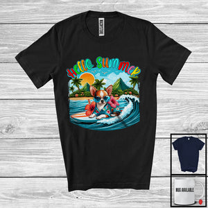 MacnyStore - Hello Summer, Lovely Summer Vacation Chihuahua Surfing Lover, Surfer Puppy Owner Group T-Shirt