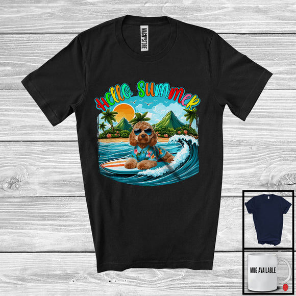 MacnyStore - Hello Summer, Lovely Summer Vacation Cockapoo Surfing Lover, Surfer Puppy Owner Group T-Shirt