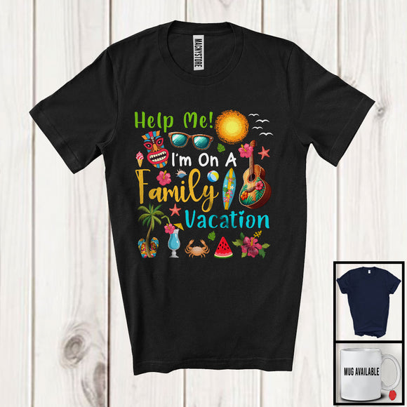 MacnyStore - Help Me I'm On A Family Vacation; Humorous Summer Vacation Beach Guitar; Family Group T-Shirt