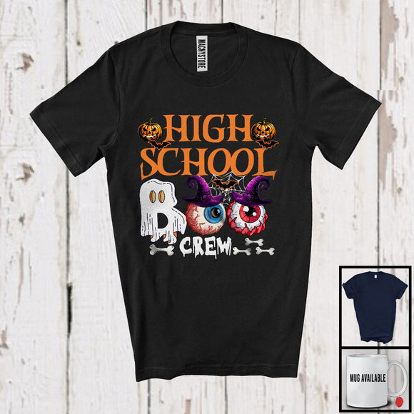 MacnyStore - High School Boo Crew, Scary Halloween Boo Ghost Witch Zombie Eyes, Proud Careers Group T-Shirt