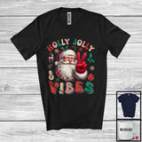 MacnyStore - Holly Jolly Vibes; Joyful Christmas Santa Face; Matching X-mas Pajama Family Group T-Shirt