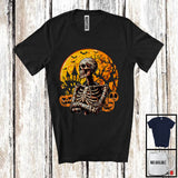 MacnyStore - Horror Mummy Costume, Scary Halloween Moon Skeleton Lover, Carved Pumpkins Family Group T-Shirt