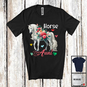 MacnyStore - Horse Aunt; Lovely Mother's Day Horse Farmer Farm; Flowers Matching Family Group T-Shirt