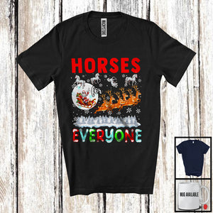 MacnyStore - Horses For Everyone; Fantastic Christmas Horse Santa Sleigh; X-mas Snowing Family Farmer T-Shirt