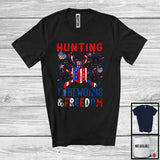 MacnyStore - Hunting Fireworks And Freedom, Proud 4th Of July American Flag Hunting Lover, Patriotic T-Shirt