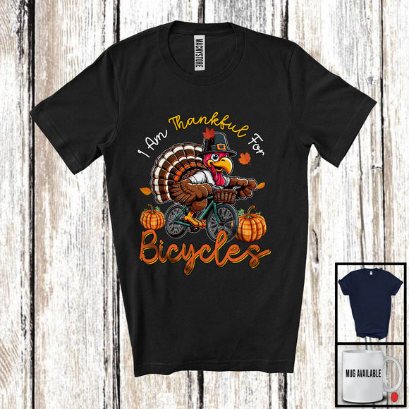 MacnyStore - I Am Thankful For Bicycles; Humorous Thanksgiving Turkey Riding Biker; Family T-Shirt