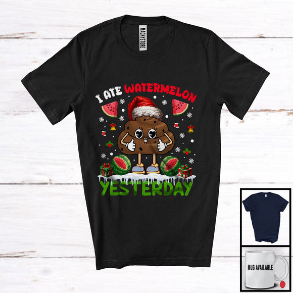 MacnyStore - I Ate Watermelon Yesterday, Sarcastic Christmas Santa Poops Snowing, Matching X-mas Family T-Shirt