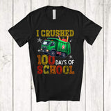 MacnyStore - I Crushed 100 Days Of School; Amusing 100th Day Of School Garbage Truck; Students Teacher T-Shirt