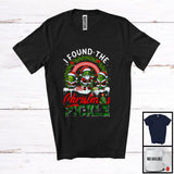 MacnyStore - I Found The Pickle Christmas; Adorable X-mas Plaid Three Pickles Santa; Couple Rainbow T-Shirt