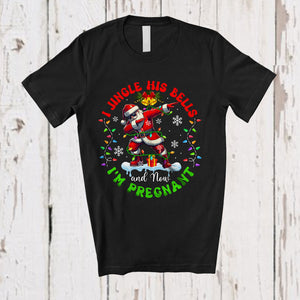 MacnyStore - I Jingle His Bells Now I'm Pregnant; Amusing Christmas Lights Santa Dabbing; Pregnancy Family T-Shirt