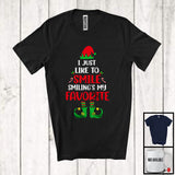 MacnyStore - I Just Like To Smile Smiling's My Favorite; Humorous Christmas Elf Costume; Family X-mas T-Shirt