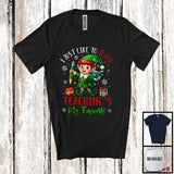 MacnyStore - I Just Like To Teach Teaching's My Favorite, Adorable Christmas Elf Teacher, Snow Family Group T-Shirt