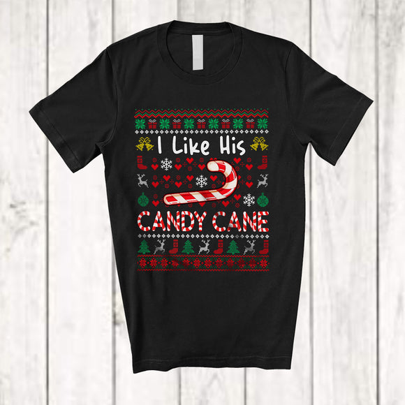 MacnyStore - I Like His Candy Canes; Awesome Christmas Sweater Candy Cane; Adult Family Group T-Shirt