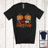 MacnyStore - I Love Her Pumpkins; Sarcastic Halloween Costume Skeleton Hands Pumpkins; Couple Lover T-Shirt