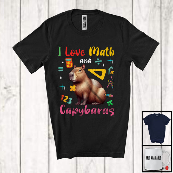 MacnyStore - I Love Math And Capybaras; Adorable Capybaras Wild Animal Lover; Teacher Students Group T-Shirt