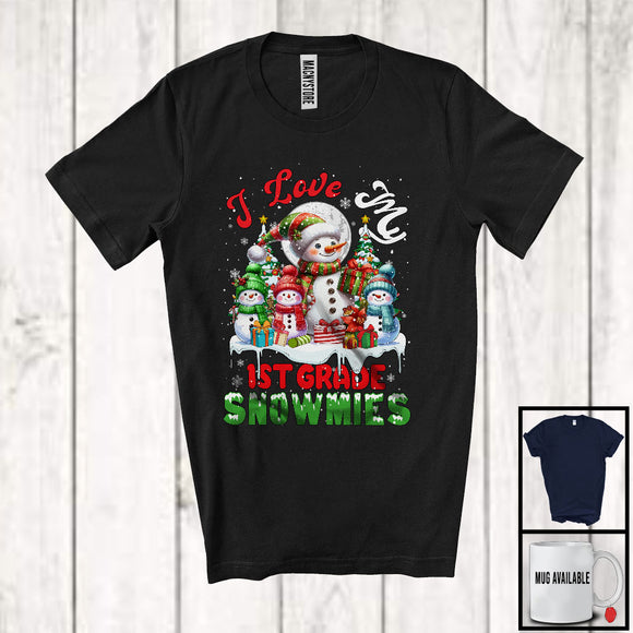 MacnyStore - I Love My 1st Grade Snowmies; Joyful Christmas Tree Snowman Lover; X-mas Teacher Group T-Shirt