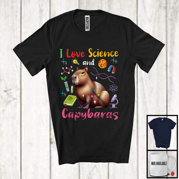 MacnyStore - I Love Science And Capybaras; Adorable Capybaras Wild Animal Lover; Teacher Students Group T-Shirt