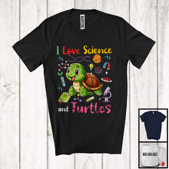 MacnyStore - I Love Science And Turtles; Adorable Turtles Wild Animal Lover; Teacher Students Group T-Shirt