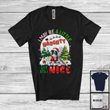 MacnyStore - I May Be A Little Naughty But Still Nice; Humorous Christmas Border Collie Santa; X-mas Moon T-Shirt