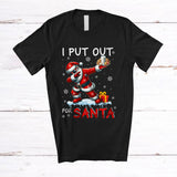 MacnyStore - I Put Out For Santa; Amusing Christmas Santa Dabbing Cookie Milk; Snowing Family Group T-Shirt