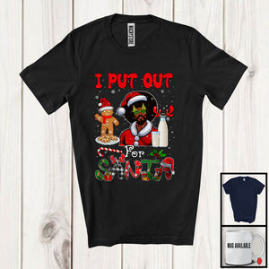 MacnyStore - I Put Out For Santa; Cheerful Christmas Cookie Milk Plaid Afro Man X-mas Santa; Family T-Shirt