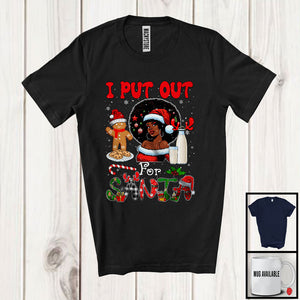 MacnyStore - I Put Out For Santa; Cheerful Christmas Cookie Milk Plaid Afro Woman X-mas Santa; Family T-Shirt