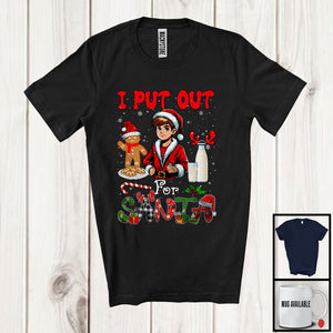 MacnyStore - I Put Out For Santa; Cheerful Christmas Cookie Milk Plaid Boy X-mas Santa; Family T-Shirt