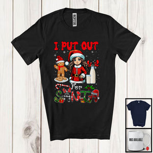 MacnyStore - I Put Out For Santa; Cheerful Christmas Cookie Milk Plaid Girl X-mas Santa; Family T-Shirt