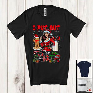 MacnyStore - I Put Out For Santa; Cheerful Christmas Cookie Milk Plaid Woman X-mas Santa; Family T-Shirt